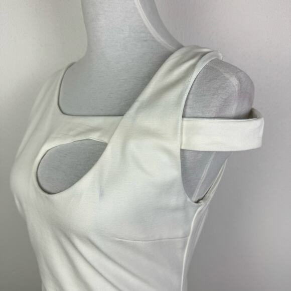 Runaway the Label | NWT Lyla Ivory White Side Slit Keyhole Body-con Midi Dress - Picture 7 of 16